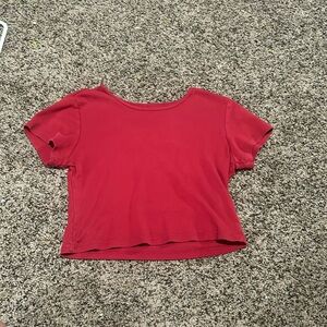 Brandy Melville John Galt Short Sleeve Crop Top, One Size, Red